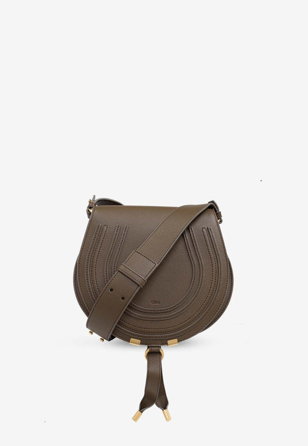 Chloé Marcie Saddle Grained Leather Crossbody Bag Khaki CHC24AS679 I31-20V