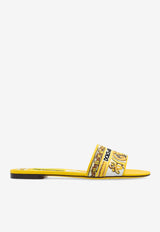 Dolce & Gabbana Bianca Majolica Embroidered Flat Sandals Yellow CQ0571 AV804-8Q728