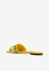 Dolce & Gabbana Bianca Majolica Embroidered Flat Sandals Yellow CQ0571 AV804-8Q728