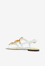 Dolce & Gabbana Bianca Embellished Leather Sandals White CQ0601 AT848-8V135