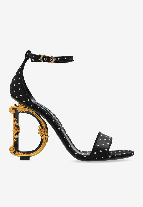 Dolce & Gabbana Keira 105 Polka Dot Baroque DG Sandals Black CR0739 AW139-HN56W