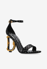 Dolce & Gabbana Keira 105 Polka Dot Baroque DG Sandals Black CR0739 AW139-HN56W