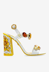 Dolce & Gabbana Keira 105 Stone-Embellished Leather Sandals White CR1354 AT848-8V135