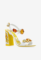 Dolce & Gabbana Keira 105 Stone-Embellished Leather Sandals White CR1354 AT848-8V135