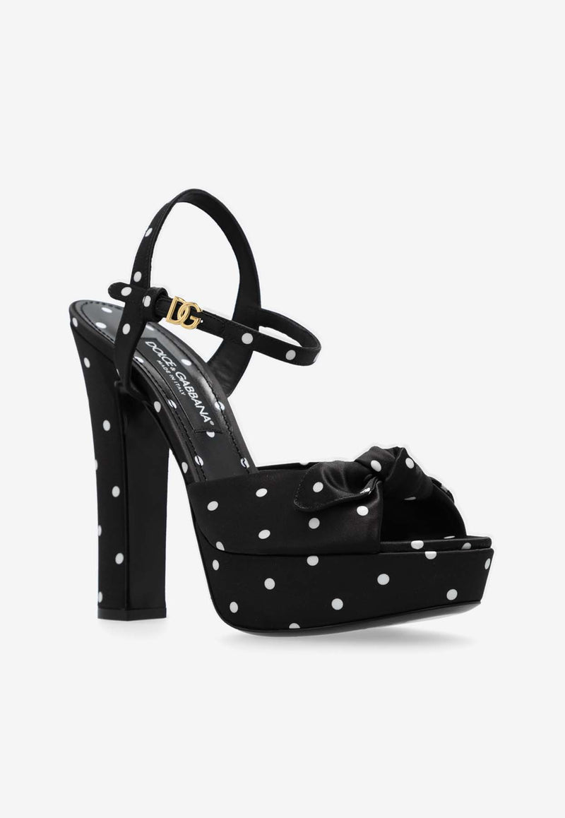 Dolce & Gabbana Keira 105 Polka Dot Platform Sandals Black CR1751 AV885-HN9FW