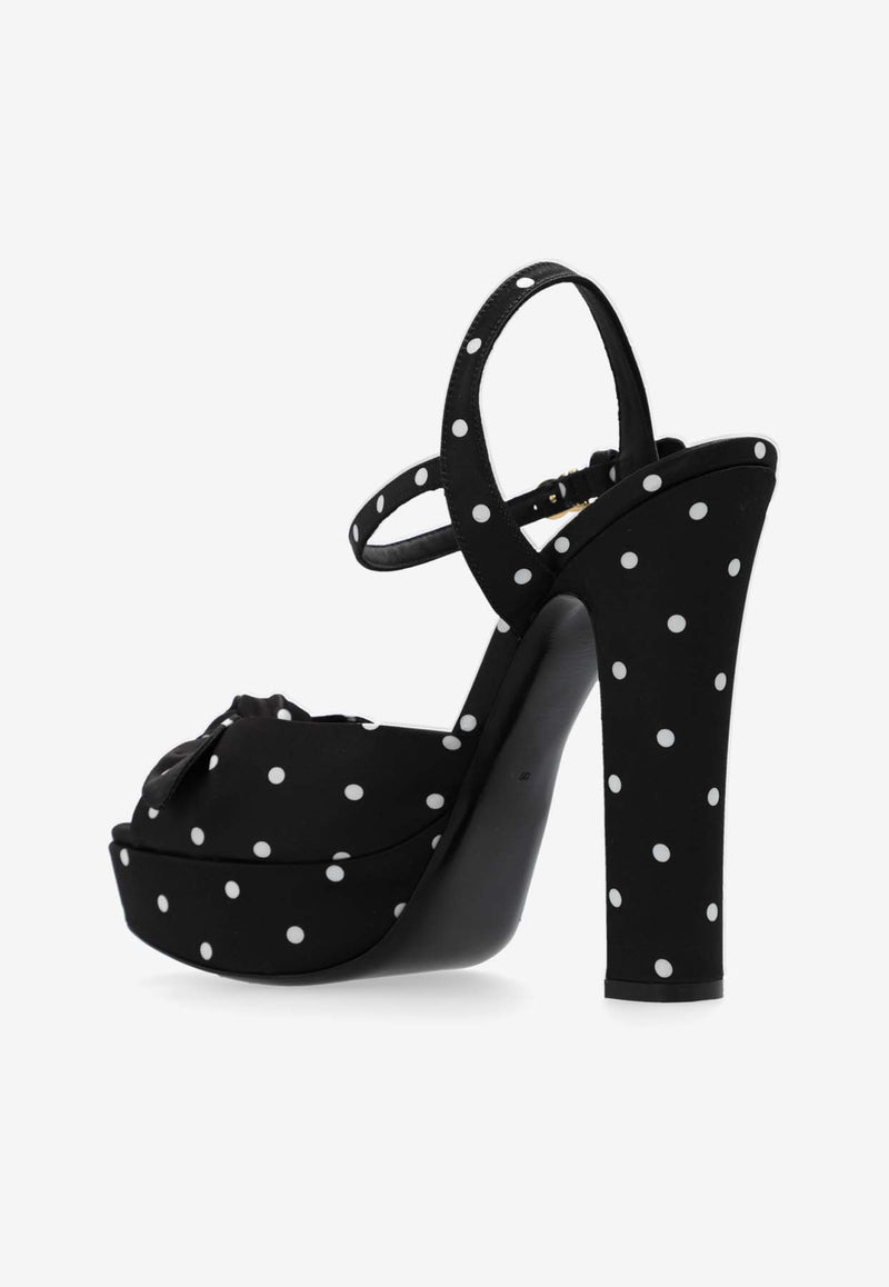 Dolce & Gabbana Keira 105 Polka Dot Platform Sandals Black CR1751 AV885-HN9FW