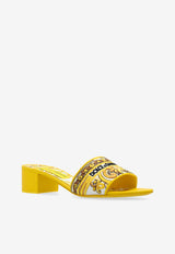 Dolce & Gabbana Karol 40 Majolica Embroidered Mules Yellow CR1748 AV804-8Q728