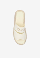 Chloé Mila Logo Embroidered Flatform Sandals White CHC24U00W KR-122