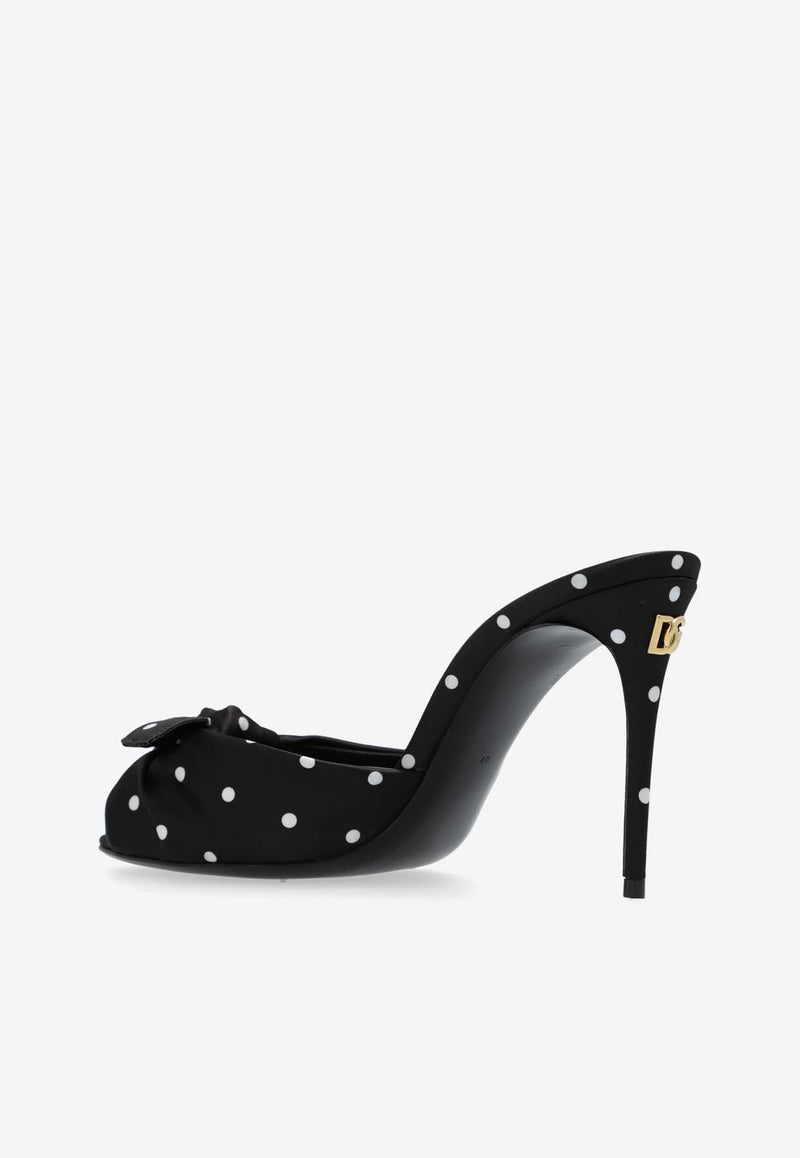 Dolce & Gabbana Keira 90 Polka Dot Satin Mules Black CR1750 AV885-HN9FW