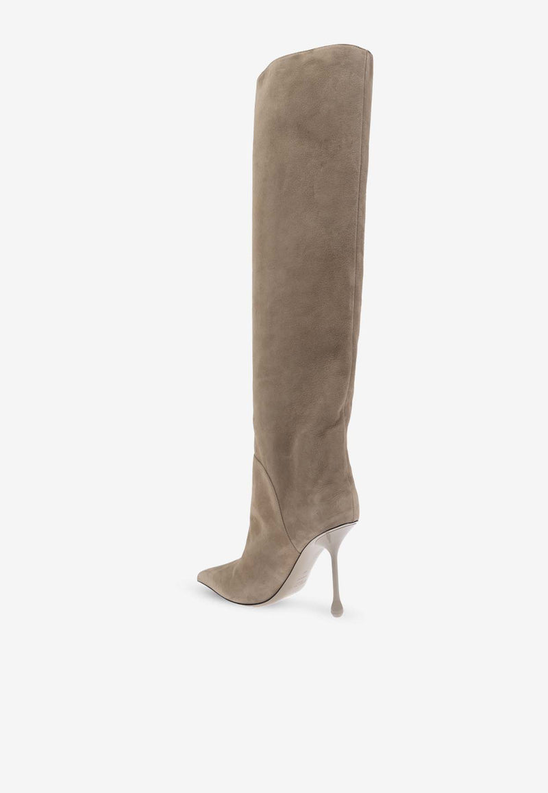 Jimmy Choo Cycas 95 Over-The Knee Suede Boots Taupe CYCAS KB 95 SUE-TAUPE