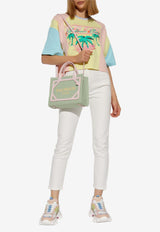 Balmain Palm Tree Print Cropped T-shirt Multicolor DF1EE081 GD72-IFT