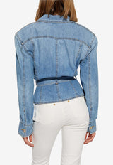 Balmain Belted Denim Shirt Blue DF1HC070 DE53-6FC