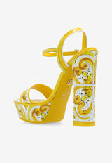 Dolce & Gabbana 105 Majolica Print Platform Sandals Yellow CR1741 AQ240-HG3OB