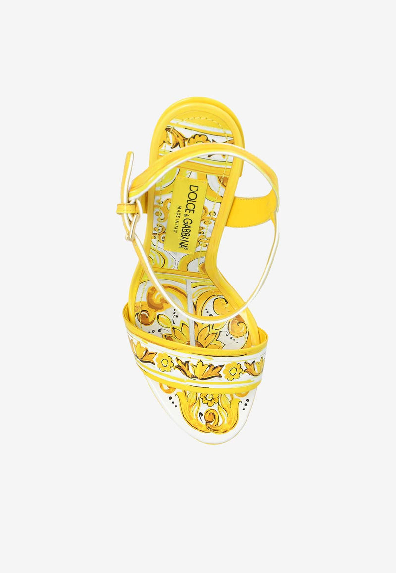 Dolce & Gabbana 105 Majolica Print Platform Sandals Yellow CR1741 AQ240-HG3OB