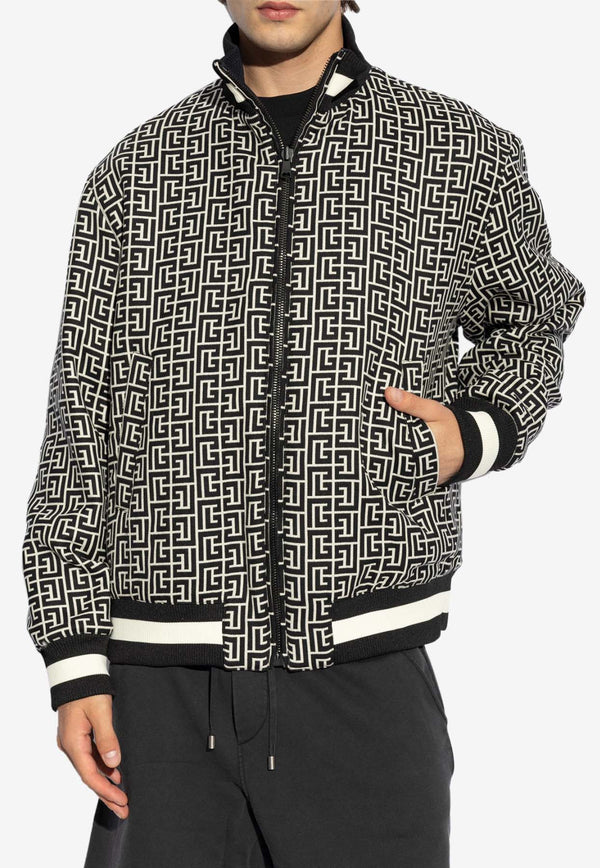 Balmain Reversible Logo Monogram Bomber Jacket Monochrome DH1TF840 VE82-SKU