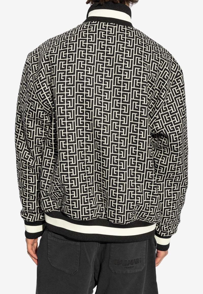 Balmain Reversible Logo Monogram Bomber Jacket Monochrome DH1TF840 VE82-SKU