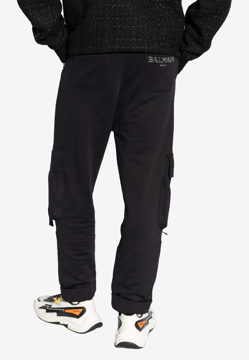 Balmain Logo Lettering Cargo Track Pants Black DH1OB190 GD84-EAC