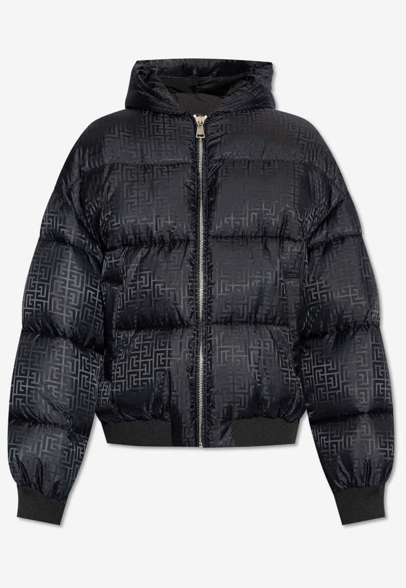 Balmain PB Labyrinth Jacquard Padded Jacket Black DH1TP160 XB11-EAP