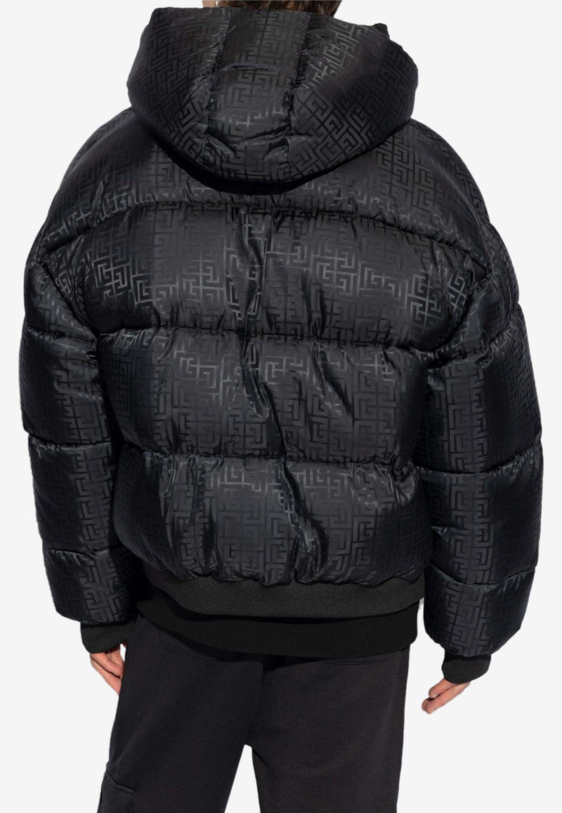 Balmain PB Labyrinth Jacquard Padded Jacket Black DH1TP160 XB11-EAP