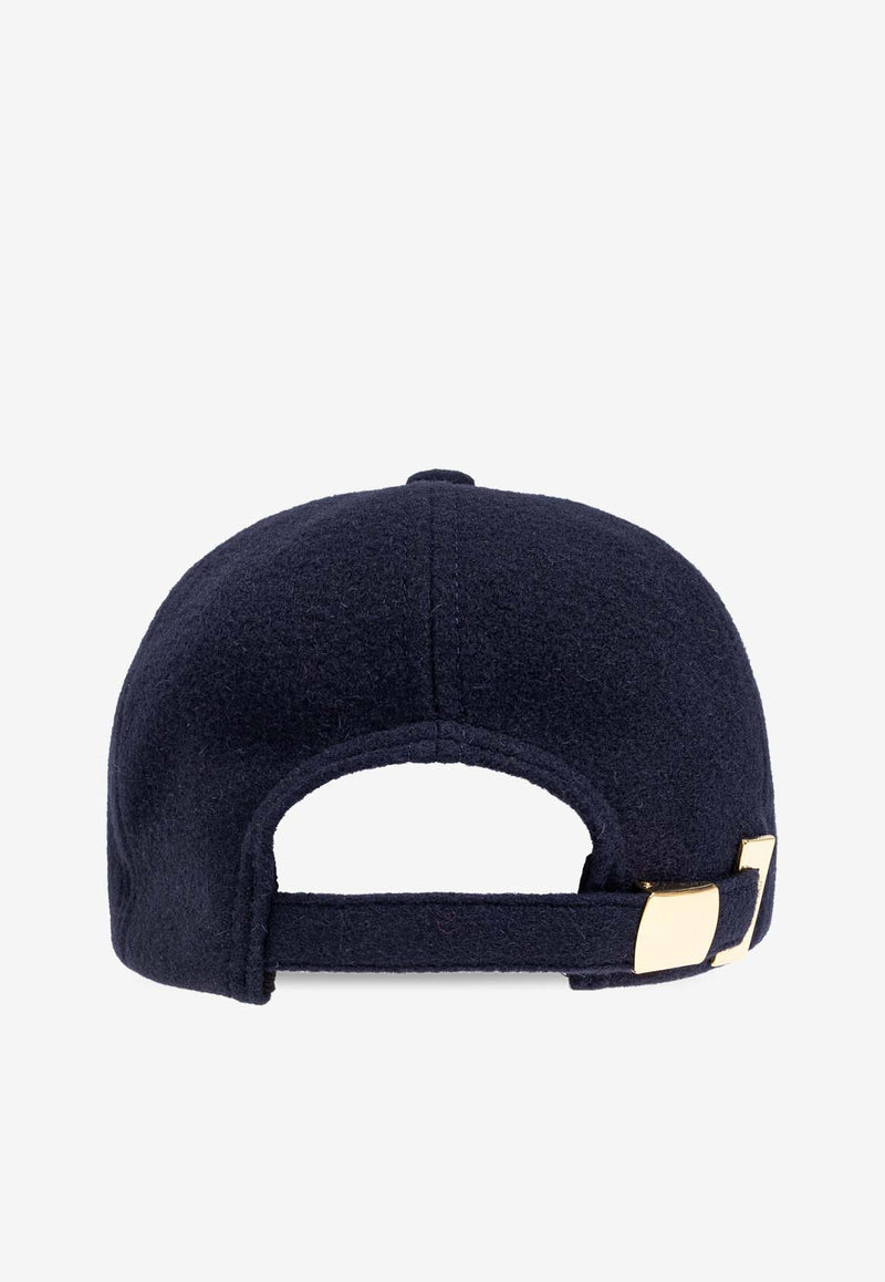 Balmain Logo Embroidered Wool Baseball Cap Navy DH1XA281 WC68-SMT