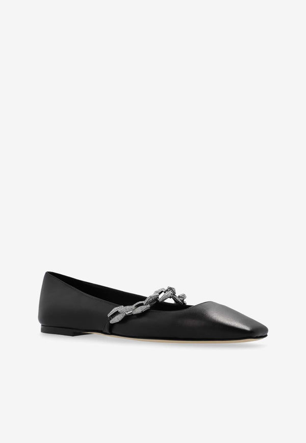 Jimmy Choo Diamond Tilda Nappa Leather Ballet Flats Black DIAMOND TILDA FLAT BYD-BLACK CRYSTAL