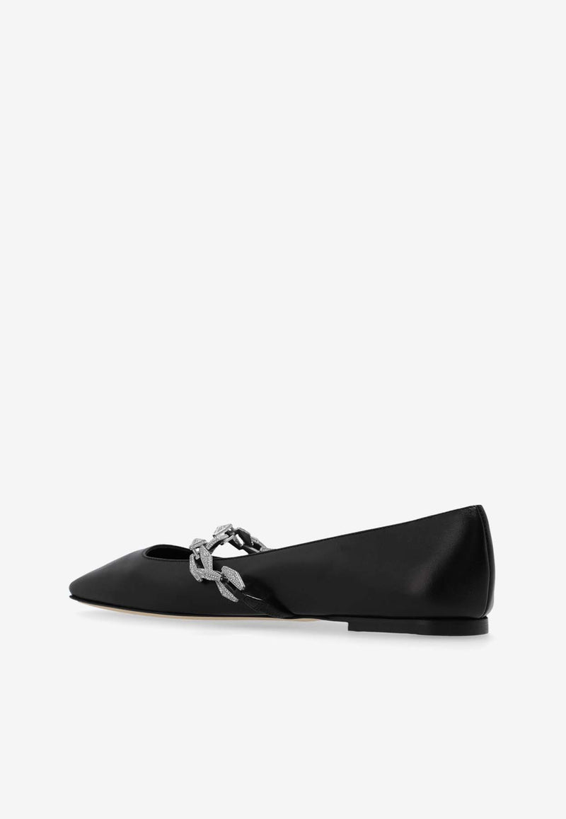 Jimmy Choo Diamond Tilda Nappa Leather Ballet Flats Black DIAMOND TILDA FLAT BYD-BLACK CRYSTAL