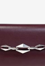 Jimmy Choo Diamond East-West Leather Shoulder Bag Bordeaux DIAMOND SHLDR E W JDX-GARNET ANTIQUE SILVER