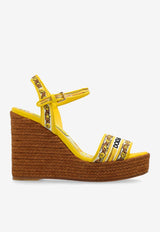 Dolce & Gabbana 90 Majolica Embroidered Wedge Sandals Yellow CZ0318 AV804-8Q728