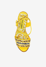 Dolce & Gabbana 90 Majolica Embroidered Wedge Sandals Yellow CZ0318 AV804-8Q728