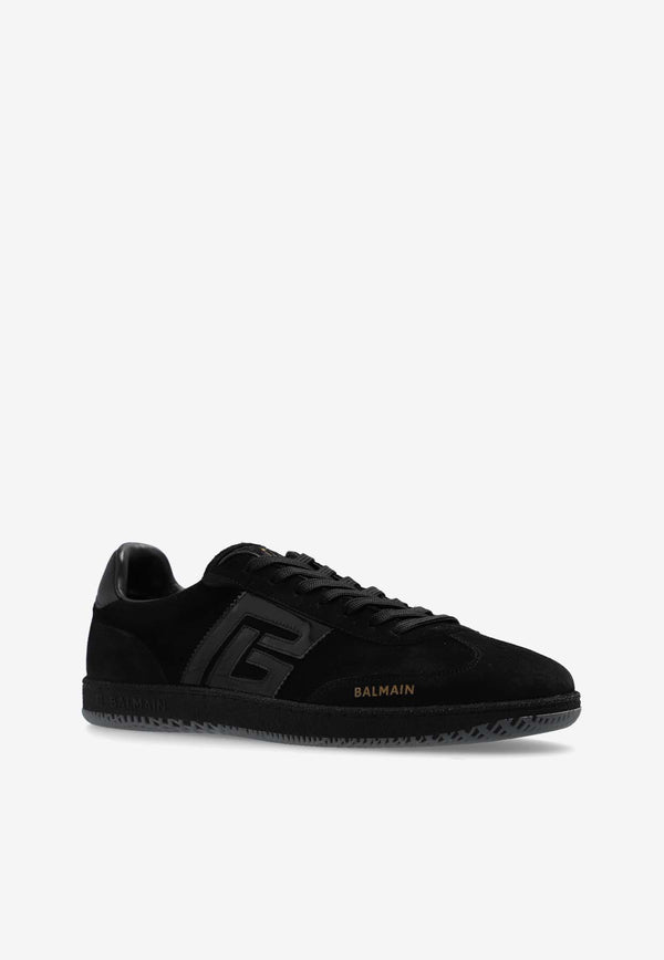 Balmain Swan Suede Low-Top Sneakers Black DM1VI360 LABP-0PA