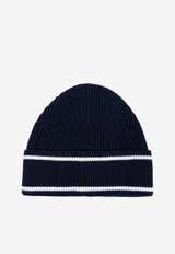 Balmain PB Patch Wool Beanie Navy DH1XC031 KC65-SJZ