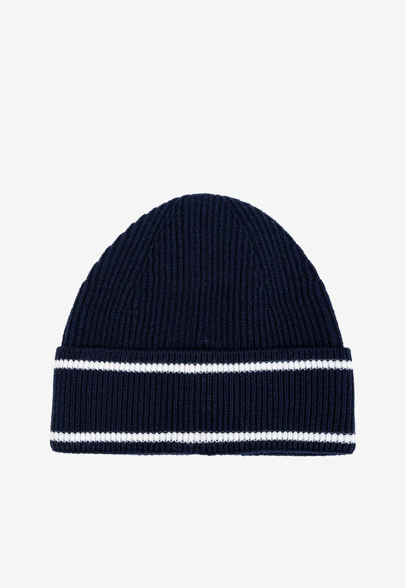 Balmain PB Patch Wool Beanie Navy DH1XC031 KC65-SJZ