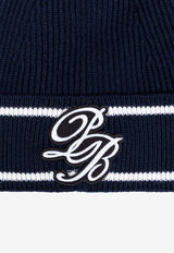 Balmain PB Patch Wool Beanie Navy DH1XC031 KC65-SJZ