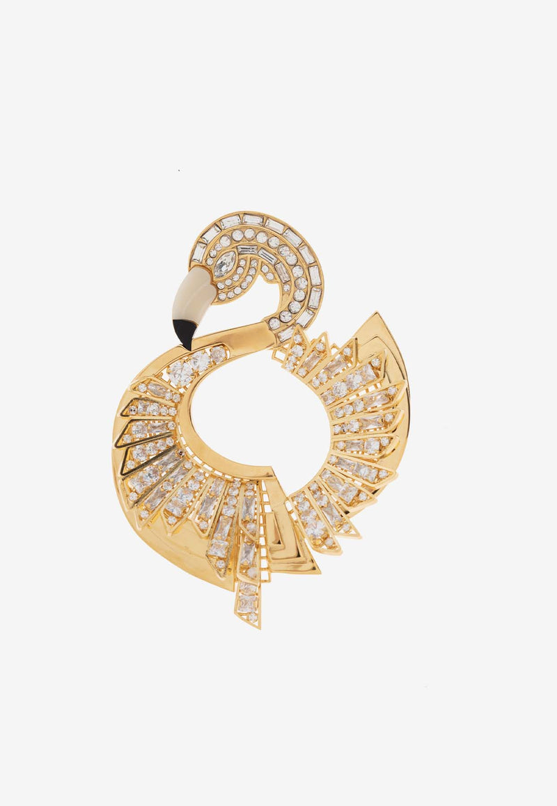 Balmain Flamingo Crystal-Embellished Brooch Gold DN1XL360 MBRY-A28