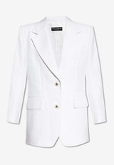 Dolce & Gabbana Single-Breasted Tweed Blazer White F29XMT HUMT9-W0800