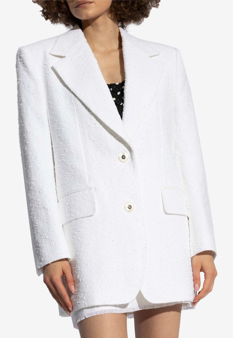 Dolce & Gabbana Single-Breasted Tweed Blazer White F29XMT HUMT9-W0800