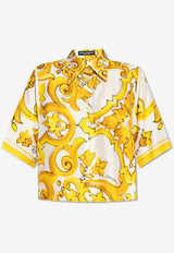 Dolce & Gabbana Majolica Print Silk Shirt Yellow F5S01T HI1TK-HG3TN