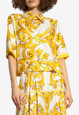 Dolce & Gabbana Majolica Print Silk Shirt Yellow F5S01T HI1TK-HG3TN