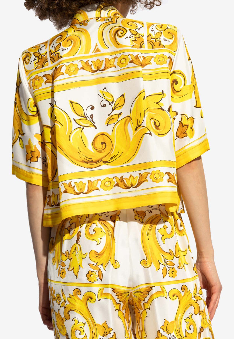 Dolce & Gabbana Majolica Print Silk Shirt Yellow F5S01T HI1TK-HG3TN