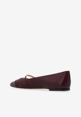 Jimmy Choo Elisa Nappa Leather Ballet Flats Bordeaux ELISA FLAT PTZ-GARNET GARNET