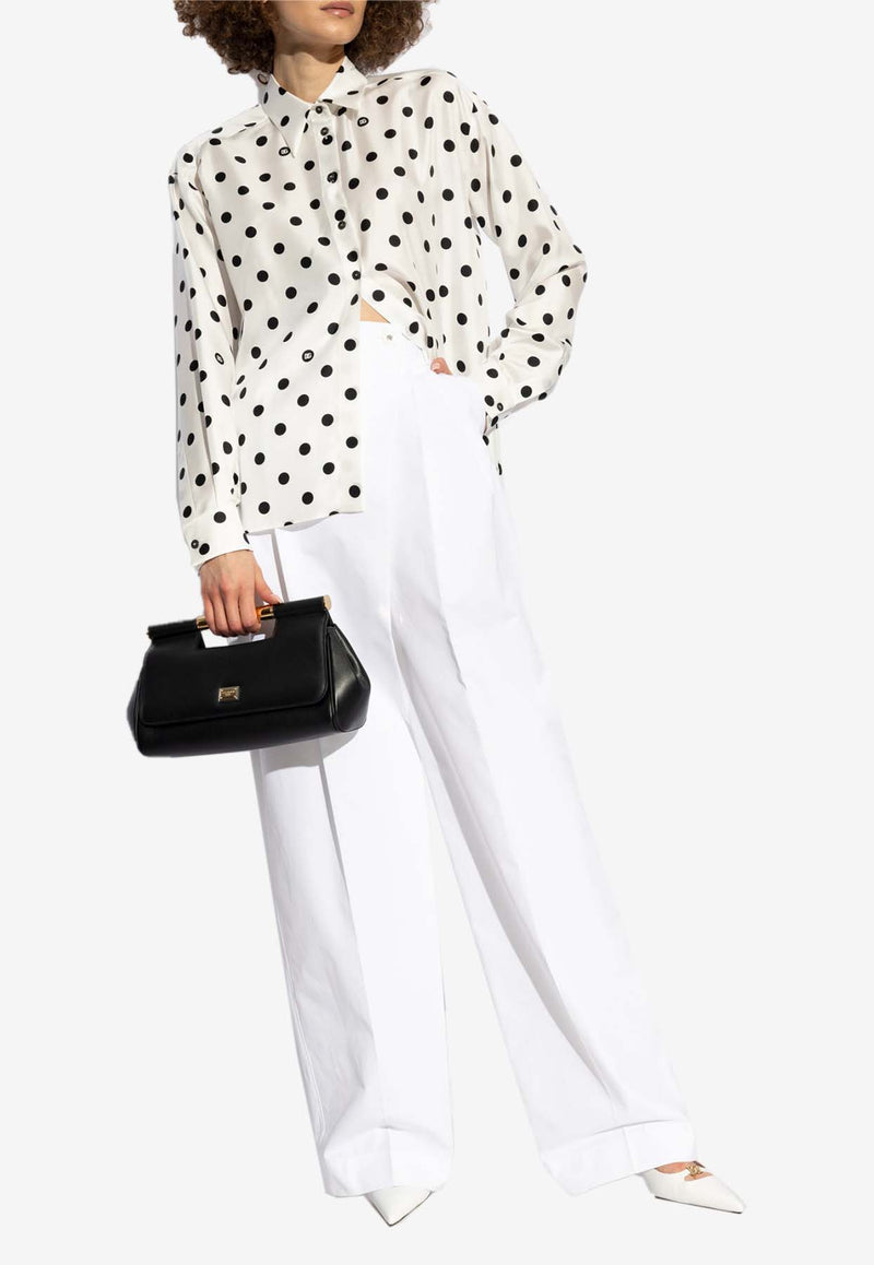 Dolce & Gabbana Polka Dot Print Silk Shirt White F5S31T IS1VI-HWZRN