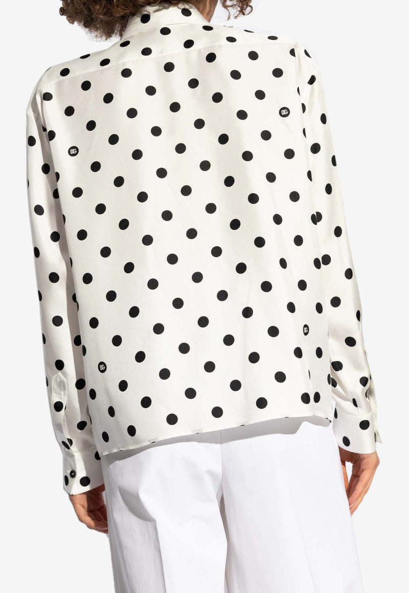 Dolce & Gabbana Polka Dot Print Silk Shirt White F5S31T IS1VI-HWZRN