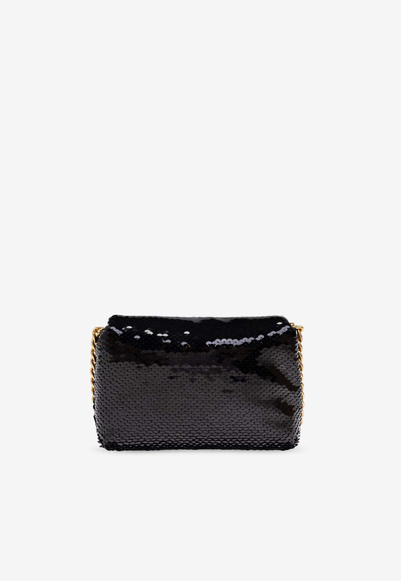 Balmain 1945 Sequined Shoulder Bag Black DN1BJ796 TSQA-0PA