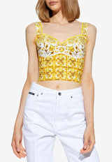 Dolce & Gabbana Majolica Print Corset Top Yellow F7W98T HH5EA-HG3TN