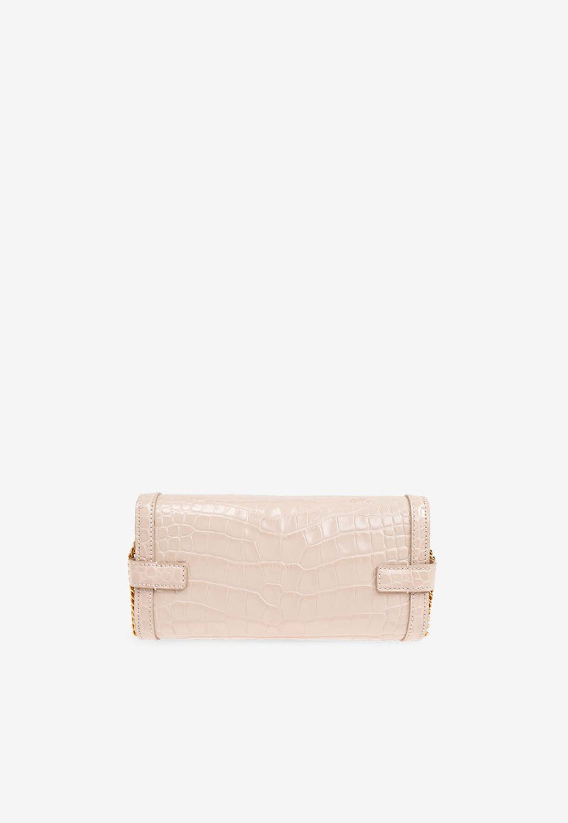 Balmain B-Buzz 23 Croc-Embossed Leather Cutch Beige DN1LE596 LVCW-0AU