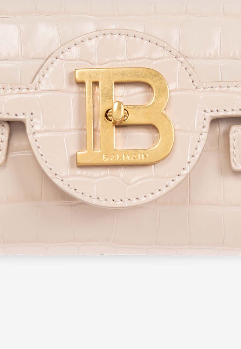 Balmain B-Buzz 23 Croc-Embossed Leather Cutch Beige DN1LE596 LVCW-0AU