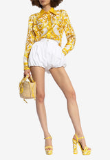 Dolce & Gabbana Majolica Print Long-Sleeved Silk Shirt Yellow F5J51T HI1TK-HG3TN