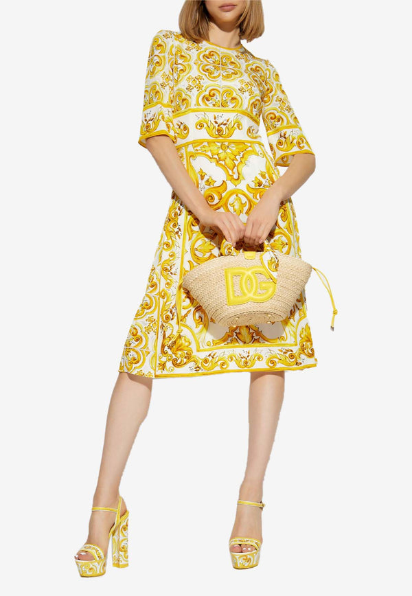 Dolce & Gabbana Majolica Print Silk Dress Yellow F6ADST HPABL-HG3TN