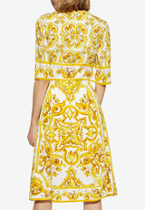 Dolce & Gabbana Majolica Print Silk Dress Yellow F6ADST HPABL-HG3TN