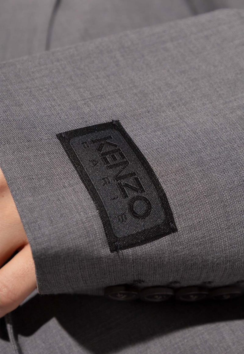 Kenzo Oversized Single-Breasted Kimono Blazer Gray FE62VE246 9RB-97